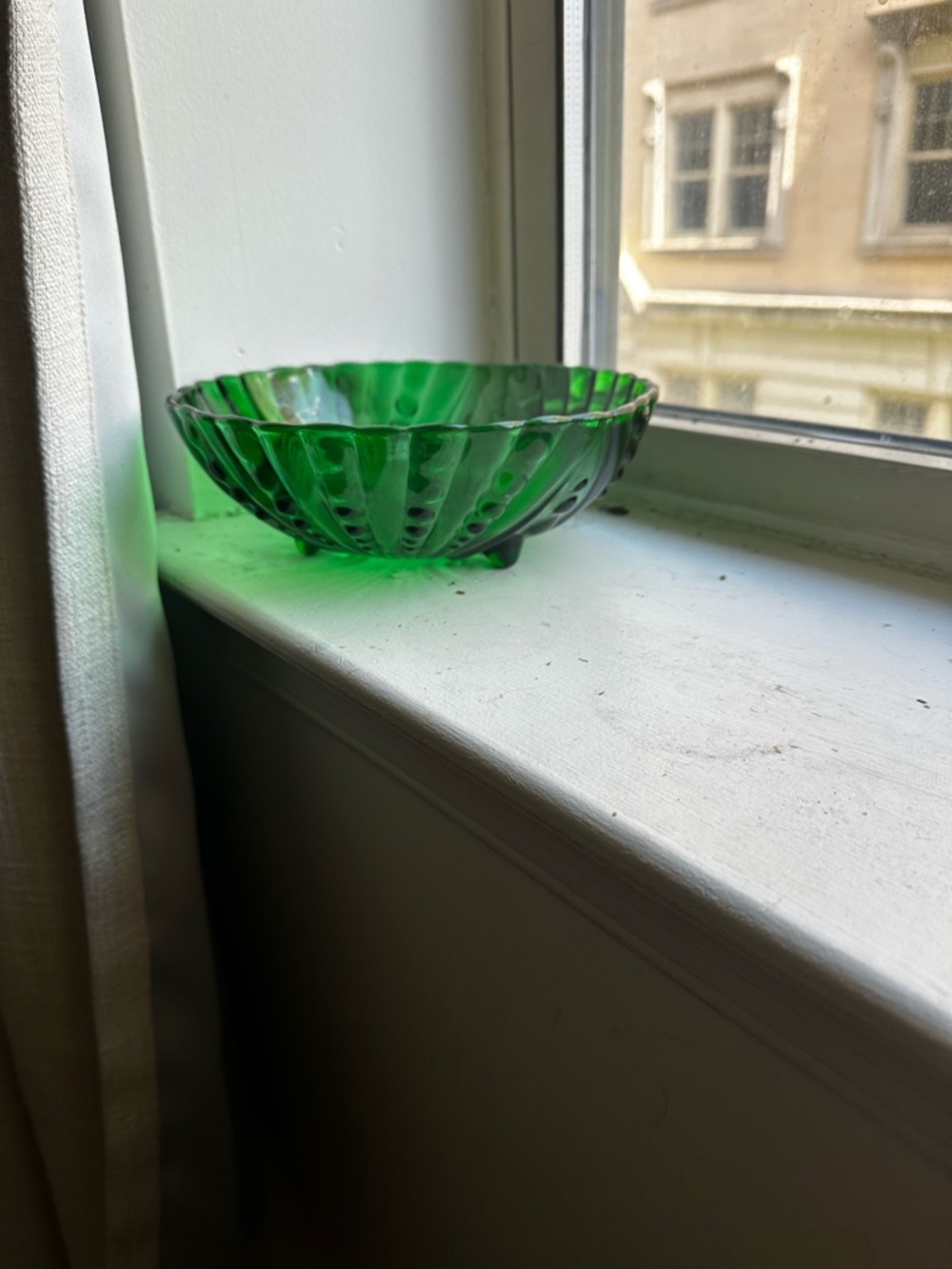 Anchor Hocking Green Bubble Burple Footed Bowl